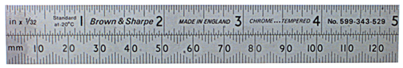 #599-311-1204-1 - 12'' Long - 4R Graduation - 1'' Wide - Tempered Steel Conversion & Hook Rule - Exact Tool & Supply