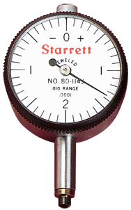 #80-144J - .100 Total Range - 0-20-0 Dial Reading - ANSI 0 Dial Indicator - Exact Tool & Supply