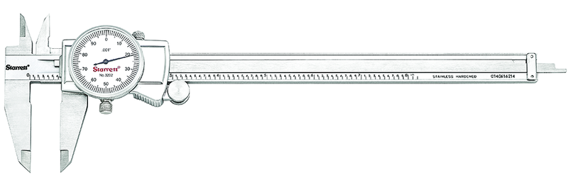 #3202-8 - 0 - 8" Stainless Steel Dial Caliper with .001" Graduation - Exact Tool & Supply