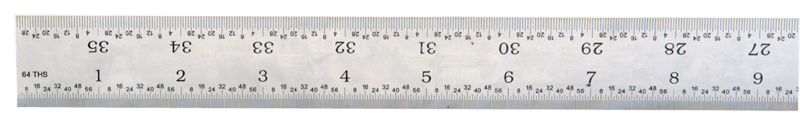 #502-036 - 36'' Long - 5R Graduation - 1-1/4'' Wide - Steel Scale - Exact Tool & Supply
