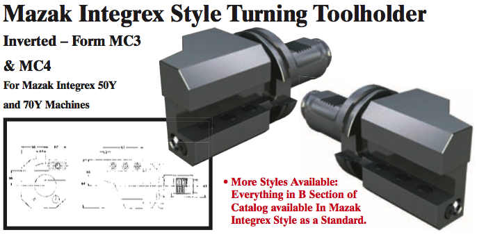 Mazak Integrex Style Turning Toolholder (Inverted Ð Form MC3 Right Hand) - Part #: CNC86 M33.5025R (Top) - Exact Tool & Supply