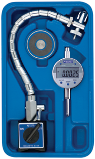 Set Contains: 1"/25mm .0005/.01mm w/Flex Arm Mag Base - Electronic Indicator with Flex Arm Mag Base - Exact Tool & Supply
