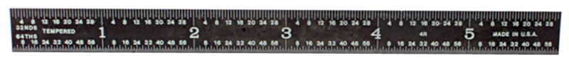 #162-018EZ - 18'' Long - 16R Graduation - 1-1/8'' Wide - E-Z Read Black Chrome Rigid Scale - Exact Tool & Supply