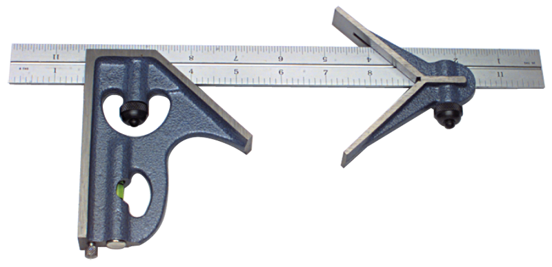 #7122-024 - 24'' - 4R Graduation - Regular Blade - 3 Piece Combinatioin Square Set - Exact Tool & Supply