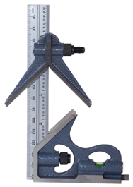 #7125-150 - 150mm - Metric Graduation - Regular Blade - 3 Piece Combinatioin Square Set - Exact Tool & Supply
