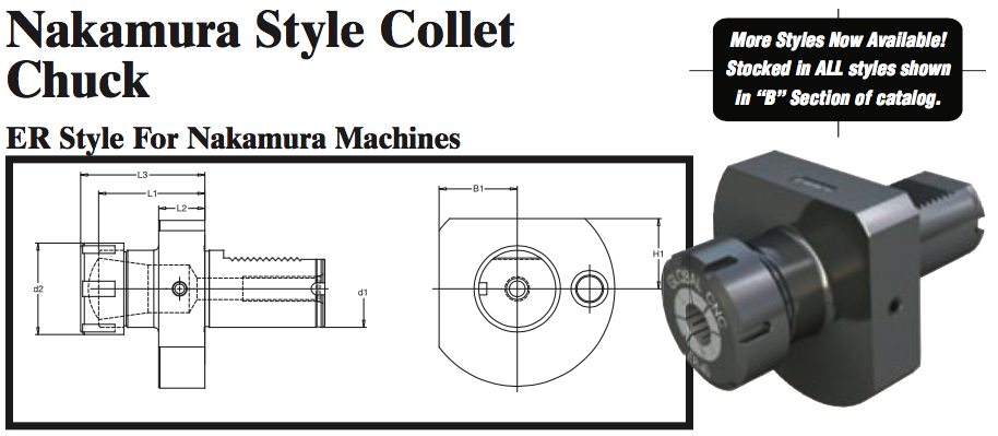 Nakamura Style Collet Chuck (ER Style For Nakamura Machines) - Part #: NK53.4040 - Exact Tool & Supply