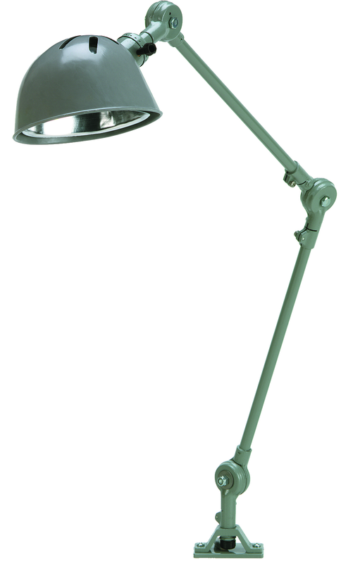 14" Uniflex Machine Lamp; 120V, 60 Watt Incandescent Light, Screw Down Base, Oil Resistant Shade, Gray Finish - Exact Tool & Supply