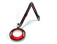 Green-Lite® 6" Blazing Red Round LED Magnifier; 43" Reach; Table Edge Clamp - Exact Tool & Supply