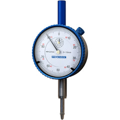 10mm Range, 0.01mm Graduation, 0-100 Reading White Dial Indicator - Certified