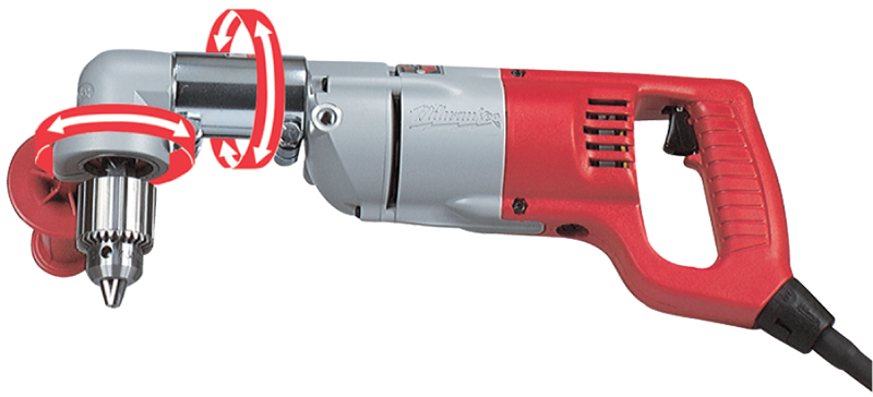 #3107-6 - 7.0 No Load Amps - 0 - 500 RPM - 1/2'' Keyed Chuck - Right Angle Drill Kit - Exact Tool & Supply