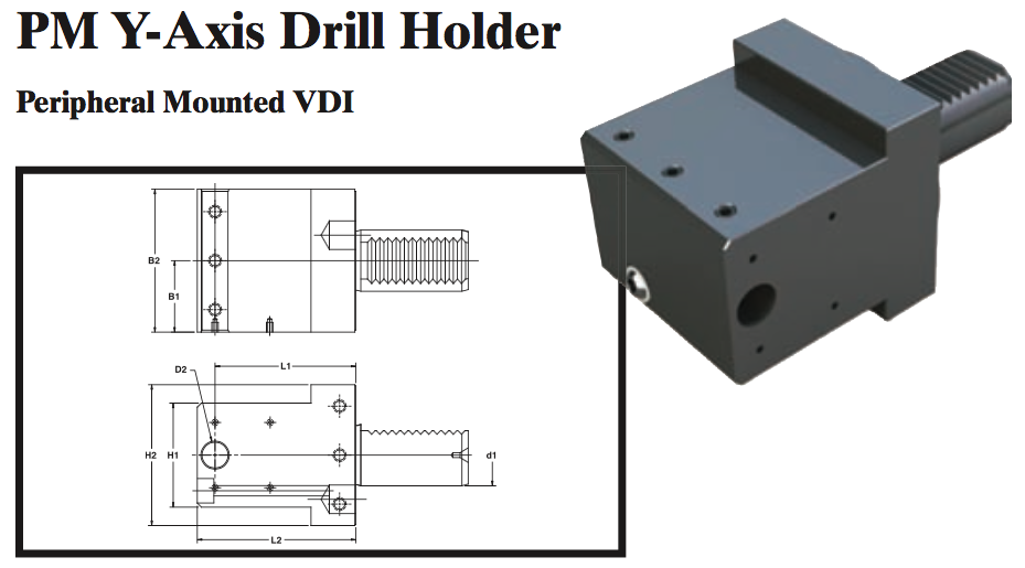 PM Y-Axis Drill Holder (Peripheral Mounted VDI) - Part #: PM59.3012D - Exact Tool & Supply