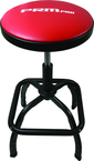 Shop Stool Heavy Duty- Air Adjustable with Square Foot Rest - Red Seat - Black Square Base - Exact Tool & Supply