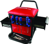Roller Shop Stool with Side Drawers - Exact Tool & Supply