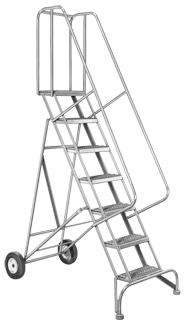 Model 6500; 11 Steps; 30 x 86'' Base Size - Roll-N-Fold Ladder - Exact Tool & Supply