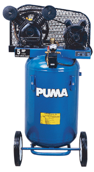 Portable Air Compressors - Model #PK2011VP; 11 Gallon /Vertical Tank; 2.8 cfm @ 90psi; 2HP; 1PH; 115V Motor; 113 lbs. - Exact Tool & Supply