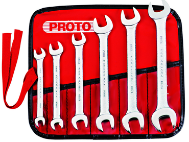 Proto® 6 Piece Satin Metric Open-End Wrench Set - Exact Tool & Supply