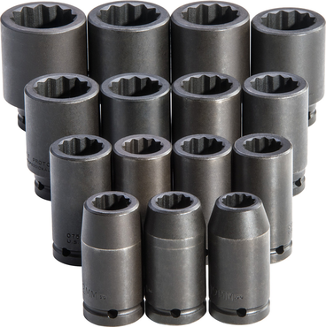 Proto® 3/4" Drive 15 Piece Deep Metric Impact Socket Set - 12 Point - Exact Tool & Supply