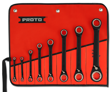 Proto® 8 Piece Black Chrome Double Box Reversible Ratcheting Wrench Set - Spline - Exact Tool & Supply