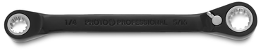 Proto® Black Chrome Double Box Reversible Ratcheting Wrench 1/4" x 5/16" - Spline - Exact Tool & Supply