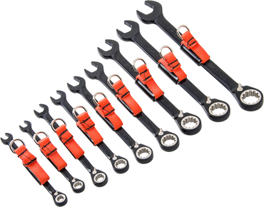 Proto® Tether-Ready 9 Piece Black Chrome Reversible Combination Ratcheting Wrench Set - Spline - Exact Tool & Supply