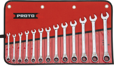 Proto® 13 Piece Full Polish Metric Combination Reversible Ratcheting Wrench Set - 12 Point - Exact Tool & Supply