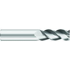 1 x 1 x 3-1/4 x 6 OAL Square 3 Flute Carbide End Mill for Aluminum - Round Shank- Uncoated - Exact Tool & Supply