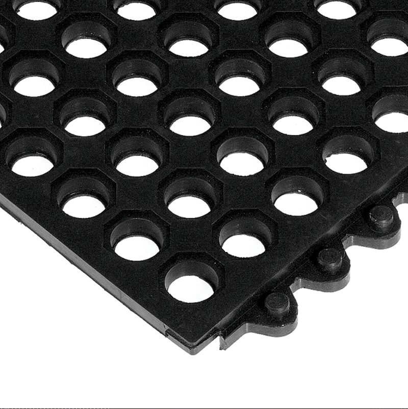 24 / Seven Floor Mat - 3' x 3' x 5/8" Thick (Black Drainage All Purpose) - Exact Tool & Supply