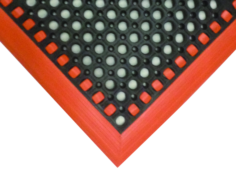 40" x 124" x 7/8" Thick Safety Wet / Dry Mat - Black / Orange - Exact Tool & Supply