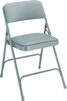 Upholstered Folding Chair - Double Hinges, Double Contoured Back, 2 U-Shaped Riveted Cross Braces, Non-marring Glides; V-Tip Stability Caps; Upholstered 19-mil Vinyl Wrapped Over 1¼" Foam - Exact Tool & Supply