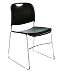 HI-Tech Stack Chair --11 mm Steel Rod Chrome Plated Frame Injection Molded Textured Plastic Non-fading Seat/Back - Black - Exact Tool & Supply