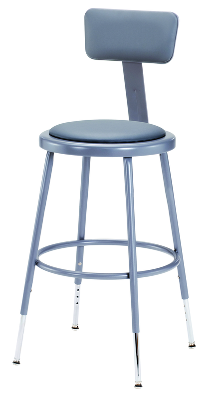 19" - 27" Adjustable Padded Stool With Padded Backrest - Exact Tool & Supply