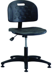 Polyurethane Stool - Standard Glides, Casters Optional, Pneumatic Hht Adj, Contoured Waterfall Seat, Adj Contoured Backrest, Black Reinforced ABS Base, Desk Hgt 16.5"-21.5" - Exact Tool & Supply