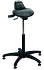 Sit Stand - 14" Soft Polyurethane, Contoured, Tilting Seat, 27" Dia.-Stable 5 Star Base with Heavy Duty Stationary Glides, Seat height 20"-30" - Exact Tool & Supply