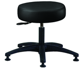 Heavy-Duty NaughaSoft Vinyl Stool - 16 x 4" Round Seat, Backless, Pneumatic Seat Hgt Adj, Standard Glides --Black -- Desk height 16.5"-21.5" - Exact Tool & Supply