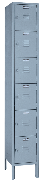 12 x 15 x 72'' (6 Openings) - 1 Wide 6 Tier Locker - Exact Tool & Supply