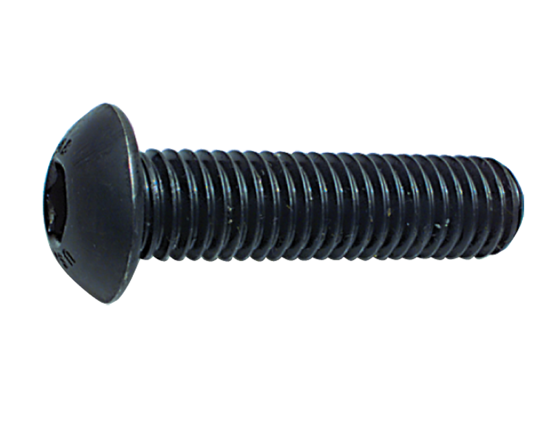 M5 - .80 x 25 - Black Finish Heat Treated Alloy Steel - Cap Screws - Button Head - Exact Tool & Supply
