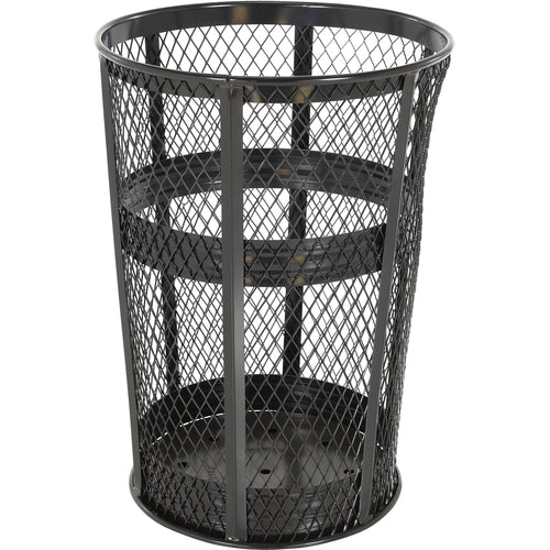 Trash Receptical E x p Metal Round 48 Gallon-Black - Exact Tool & Supply