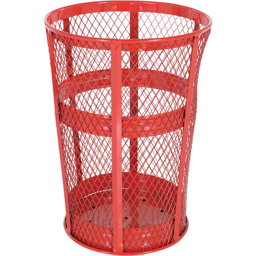 Trash Receptical E x p Metal Round 48 Gallon-Red - Exact Tool & Supply