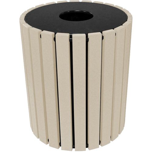 Trash Receptical Poly Round 49 Gal-Sand - Exact Tool & Supply