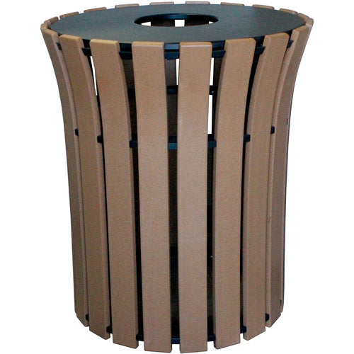 Trash Receptical Flared Poly Round 33 Gal-Cedar - Exact Tool & Supply