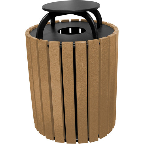 Trash Receptical Poly Rain Cap Round 49 Gal-Cedar - Exact Tool & Supply