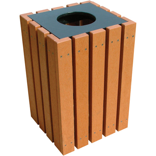 Trash Receptical Poly Square 22 Gallon-Cedar - Exact Tool & Supply