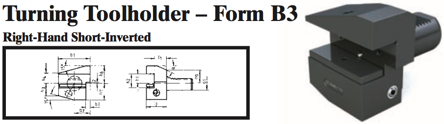 VDI Turning Toolholder - Form B3 (Right-Hand Short-Inverted) - Part #: CNC86 23.6032 - Exact Tool & Supply