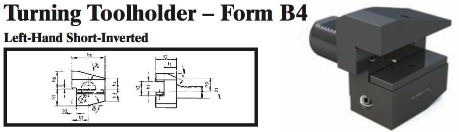 VDI Turning Toolholder - Form B4 (Left-Hand Short-Inverted) - Part #: CNC86 24.1612 - Exact Tool & Supply