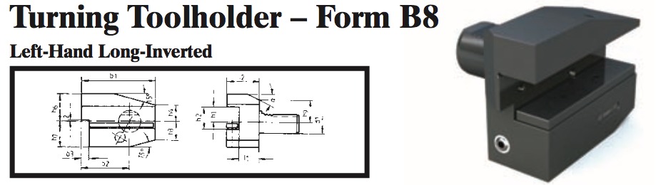 VDI Turning Toolholder - Form B8 (Left-Hand Long-Inverted) - Part #: CNC86 28.6032 - Exact Tool & Supply