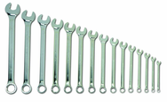 Snap-On/Williams Fractional Combination Wrench Set -- 15 Pieces; 12PT Satin Chrome; Includes Sizes: 5/16; 3/8; 7/16; 1/2; 9/16; 5/8; 11/16; 3/4; 13/16; 7/8; 15/16; 1; 1-1/16; 1-1/8; 1-1/4" - Exact Tool & Supply