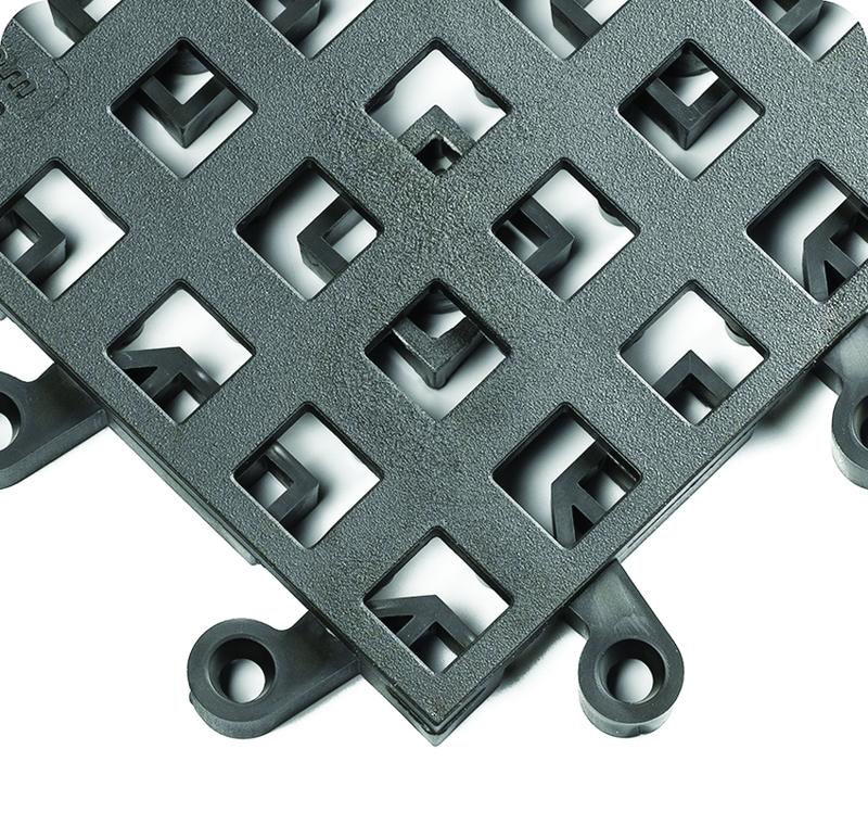 ErgoDeck General Puppose Open Egronomic Tiles 18" x 18" x 7/8" Thick (Charcoal) - Exact Tool & Supply