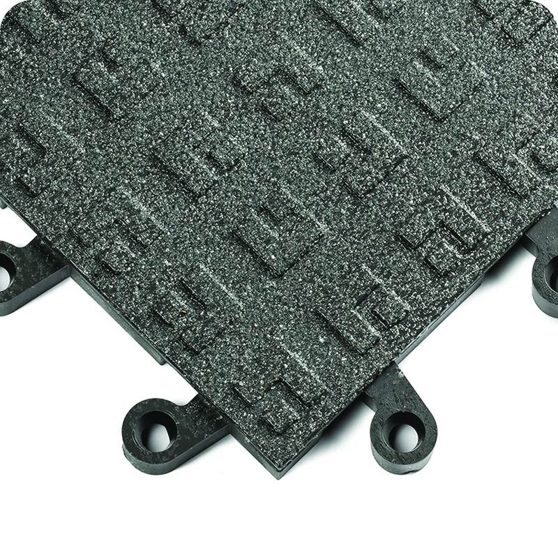 ErgoDeck General Puppose Solid w/ GritShield Egronomic Tiles 18" x 18" x 7/8" Thick (Black) - Exact Tool & Supply