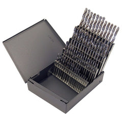#1-#60 RHS / RHC HSS 118 Degree Radial Point General Purpose Screw Machine Length Drill Set - Bright - Exact Tool & Supply