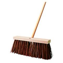 Street Broom, Hardwood Block, Palmyra Fill - Wide flared ends - Tapered handle holes - Exact Tool & Supply
